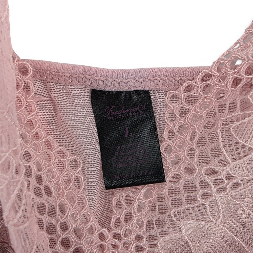 Frederick's Hollywood Saffron Teddy Bodysuit Pink Lace Halter NWT Large Sexy - Picture 7 of 8